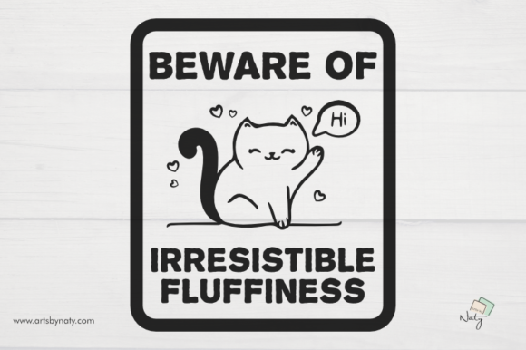 Funny Cat Beware of Sign Illustration Review