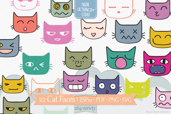 Funny Cat Faces Color Kawaii Feline Review